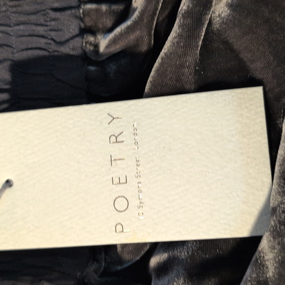 Poetry Women's Gray Velvet Silk Blend Midi Skirt elastic waist NWT Sz 14 - Picture 3 of 13